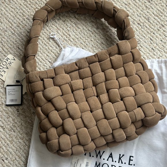 NWT A.W.A.K.E. Mode  interwoven faux-suede tote bag - Picture 3 of 11